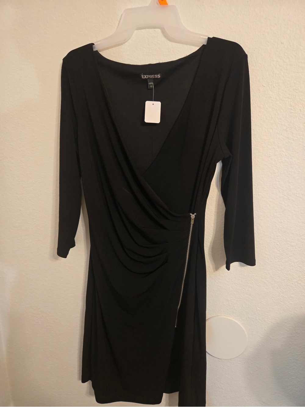 Express Black Wrap Drape Dress